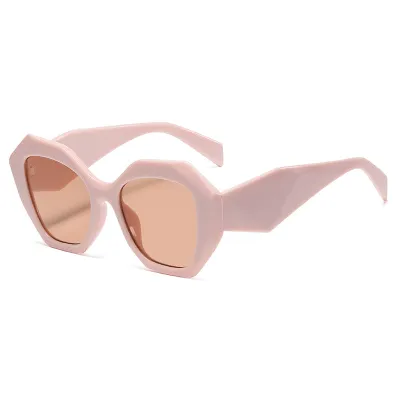 Women Fashion Irregular Large Frame Polygon PC Sunglasses