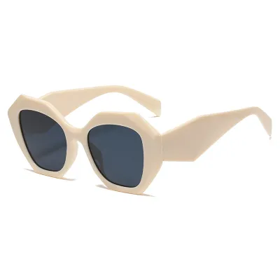 Women Fashion Irregular Large Frame Polygon PC Sunglasses