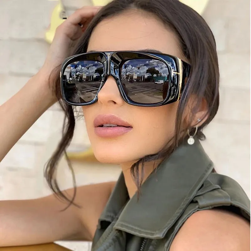Retro Punk Big Frame Square Sunglasses PC Lens