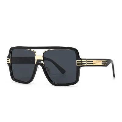 Retro Flat Top Big Frame Square Sunglasses