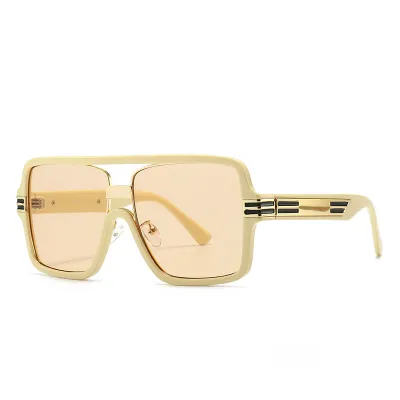 Retro Flat Top Big Frame Square Sunglasses