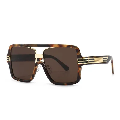 Retro Flat Top Big Frame Square Sunglasses