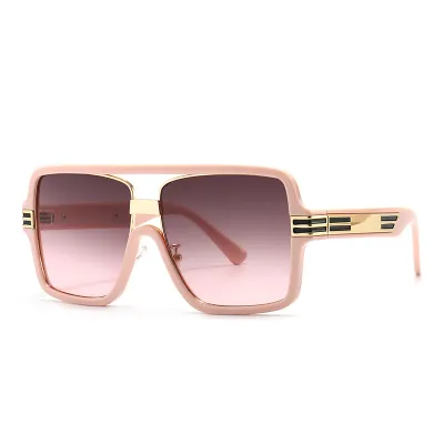Retro Flat Top Big Frame Square Sunglasses
