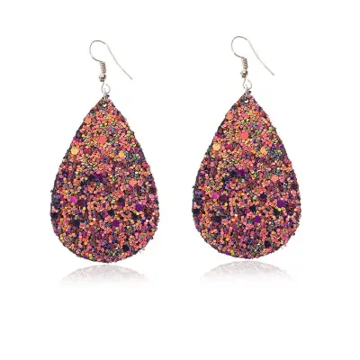 Women Fashion Sequin Decor Drop Teardrop Earrings