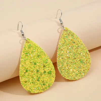 Women Fashion Sequin Decor Drop Teardrop Earrings