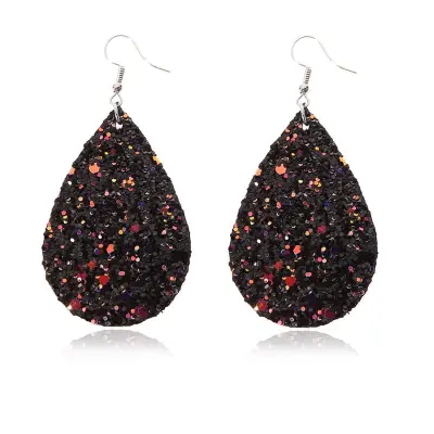 Women Fashion Sequin Decor Drop Teardrop Earrings