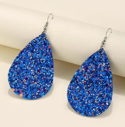 Women Fashion Sequin Decor Drop Teardrop Earrings