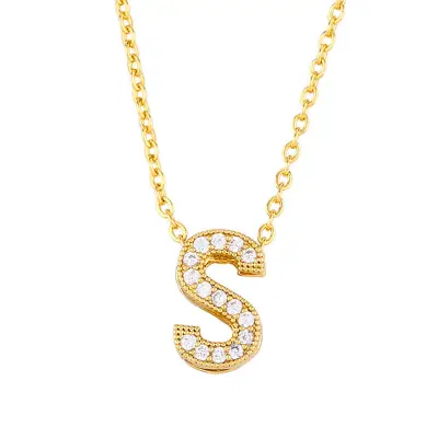 Fashion Alphabet Letter Shape Zircon Pendant Necklace
