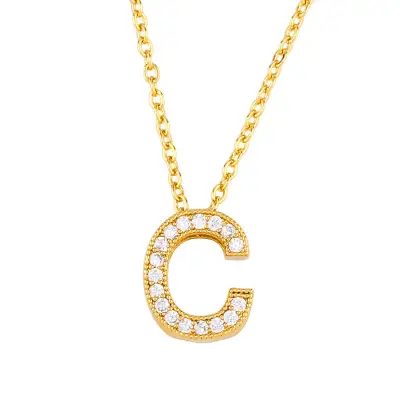 Fashion Alphabet Letter Shape Zircon Pendant Necklace