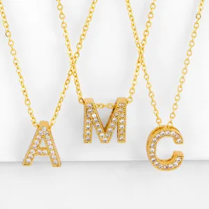 Fashion Alphabet Letter Shape Zircon Pendant Necklace