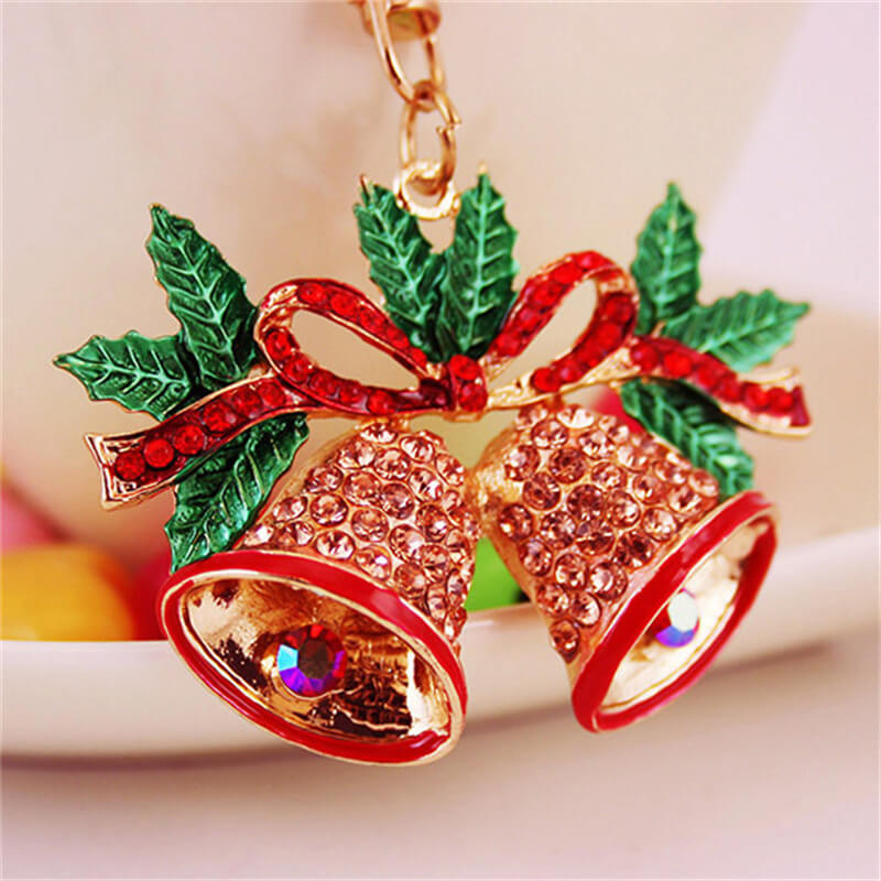 Bell♡　1109 Wholesale Creative Christmas Rhinestone Bell Key Chain