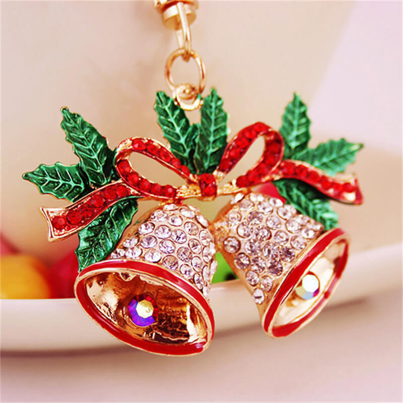 Wholesale Creative Christmas Rhinestone Bell Key Chain
