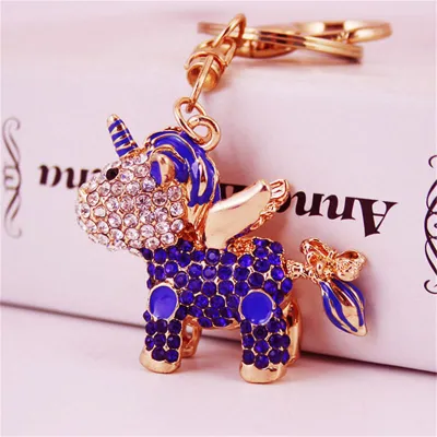 Women Fashion Unicorn Rhinestone Decor Key Chain