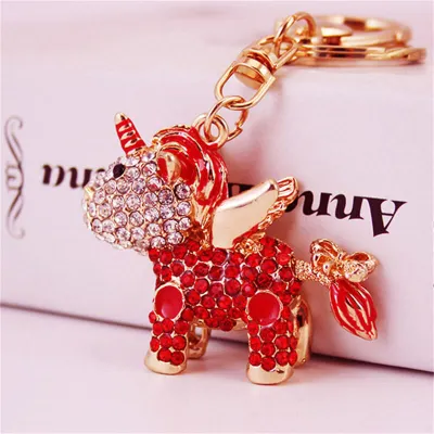 Women Fashion Unicorn Rhinestone Decor Key Chain
