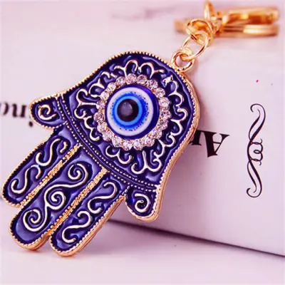 Creative Evil Eye Palm Shape Key Chain Unisex Zinc Alloy Metal Pendant