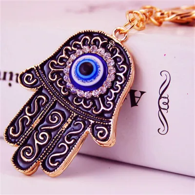Creative Evil Eye Palm Shape Key Chain Unisex Zinc Alloy Metal Pendant