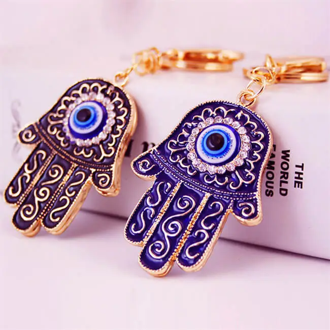 Creative Evil Eye Palm Shape Key Chain Unisex Zinc Alloy Metal Pendant