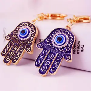 Creative Evil Eye Palm Shape Key Chain Unisex Zinc Alloy Metal Pendant
