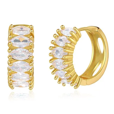 Retro Inlay Zircon Geometric Circle Stud Earrings for Women