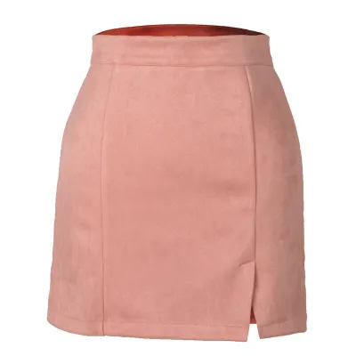 S-XL Women High Waist Suede A-Line Skirt Sweet Style