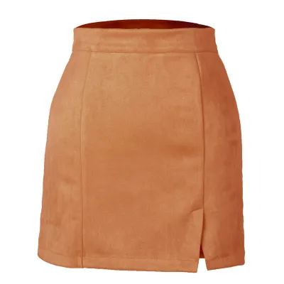 S-XL Women High Waist Suede A-Line Skirt Sweet Style