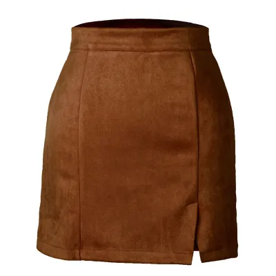 S-XL Women High Waist Suede A-Line Skirt Sweet Style