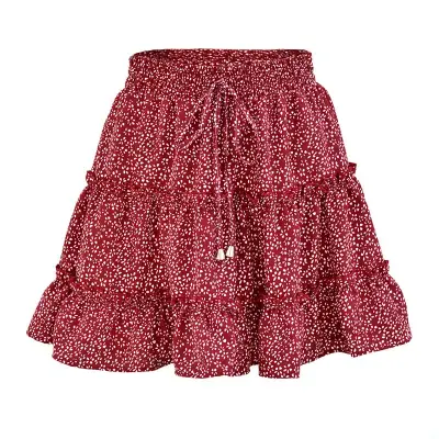 S-2XL Women Fashion Ruffled Floral Printed Skirt