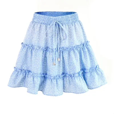 S-2XL Women Fashion Ruffled Floral Printed Skirt