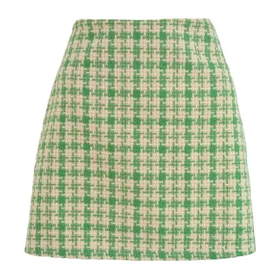 S-XL Women Vintage Houndstooth A-Line Skirt