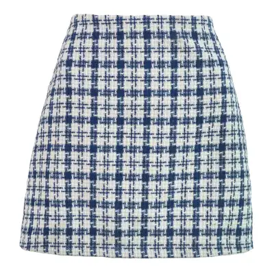 S-XL Women Vintage Houndstooth A-Line Skirt