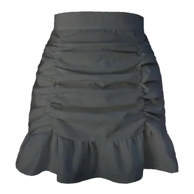 S-XL Women Cotton Creased Ruffle Skirt Sweet Style