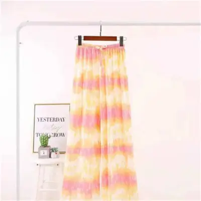 Women Fashion Heart Printed Wide Leg Pants - Milk Fiber High Waist Elegant
