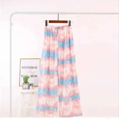 Women Fashion Heart Printed Wide Leg Pants - Milk Fiber High Waist Elegant