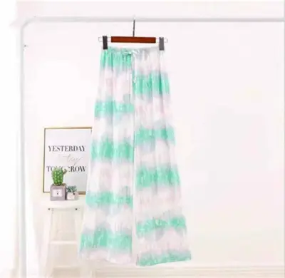 Women Fashion Heart Printed Wide Leg Pants - Milk Fiber High Waist Elegant