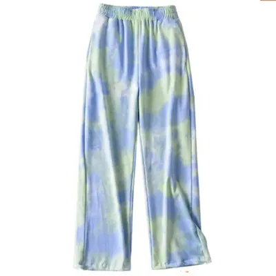 Women Fashion Heart Printed Wide Leg Pants - Milk Fiber High Waist Elegant