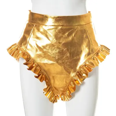 S-L Women Creative Solid Color Stringy Selvedge High Waist Loose Shorts