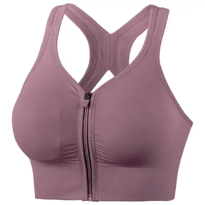 S-XL Women Fashion Solid Color Cut Out Zipper Sports Bra
