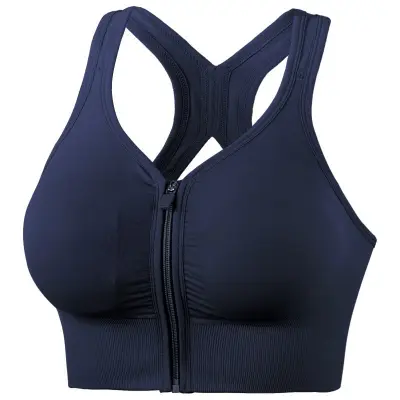 S-XL Women Fashion Solid Color Cut Out Zipper Sports Bra
