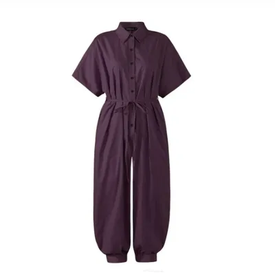 S-5XL Women Casual Single-breasted Loose Jumpsuits