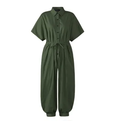 S-5XL Women Casual Single-breasted Loose Jumpsuits