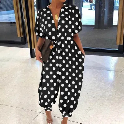 S-5XL Women Casual Single-breasted Loose Jumpsuits