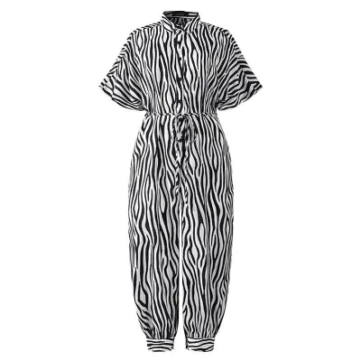 S-5XL Women Casual Single-breasted Loose Jumpsuits