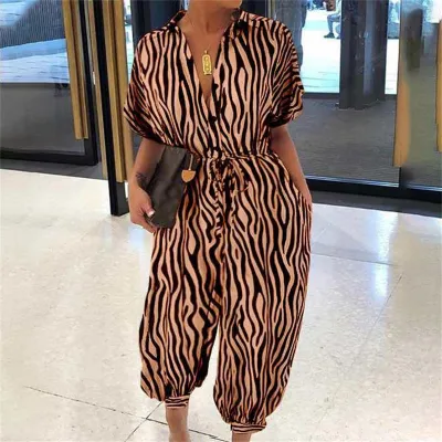 S-5XL Women Casual Single-breasted Loose Jumpsuits