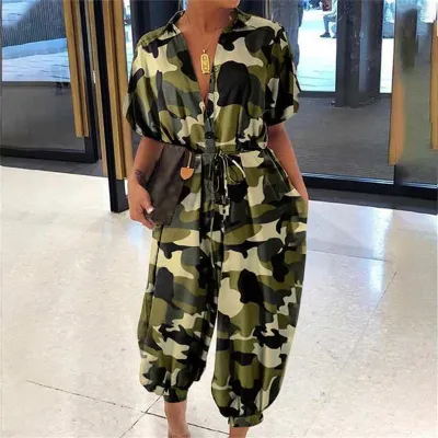 S-5XL Women Casual Single-breasted Loose Jumpsuits