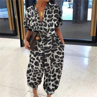 S-5XL Women Casual Single-breasted Loose Jumpsuits