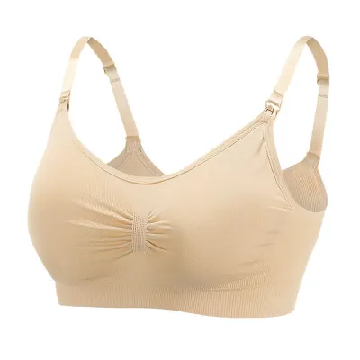 M-2XL Maternity Seamless Bralette Front Button Nursing Bra