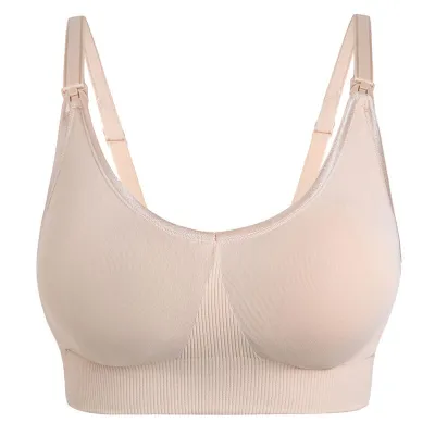 S-XL Maternity Basic Solid Color Bralette Front Button Nursing Bra