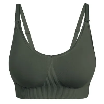 S-XL Maternity Basic Solid Color Bralette Front Button Nursing Bra
