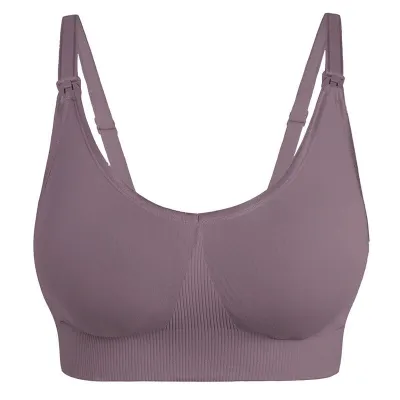S-XL Maternity Basic Solid Color Bralette Front Button Nursing Bra