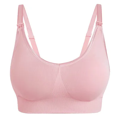 S-XL Maternity Basic Solid Color Bralette Front Button Nursing Bra